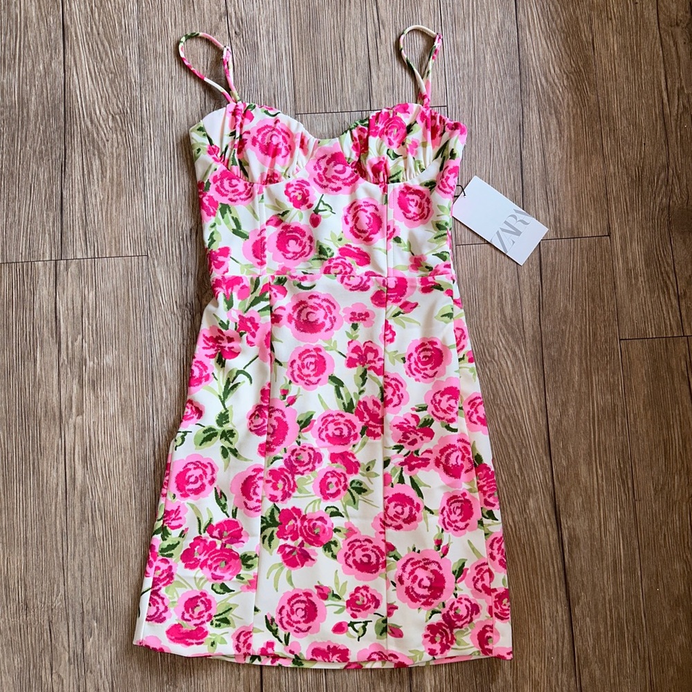 Zara Pink Floral Mini Dress